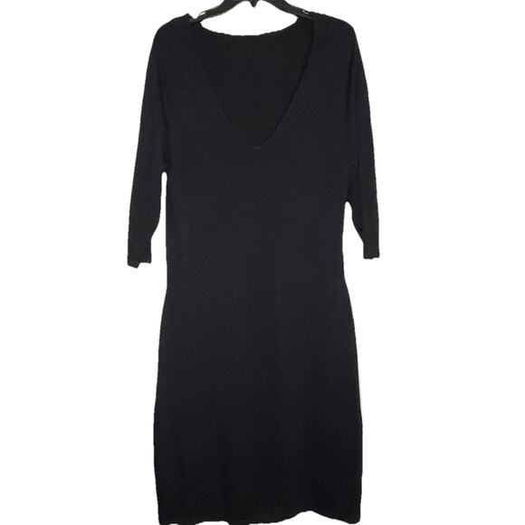 Lane Bryant Dress Black Knit Textured Design Deep V-Neck Classic‎ Size 14/16 - Picture 1 of 8